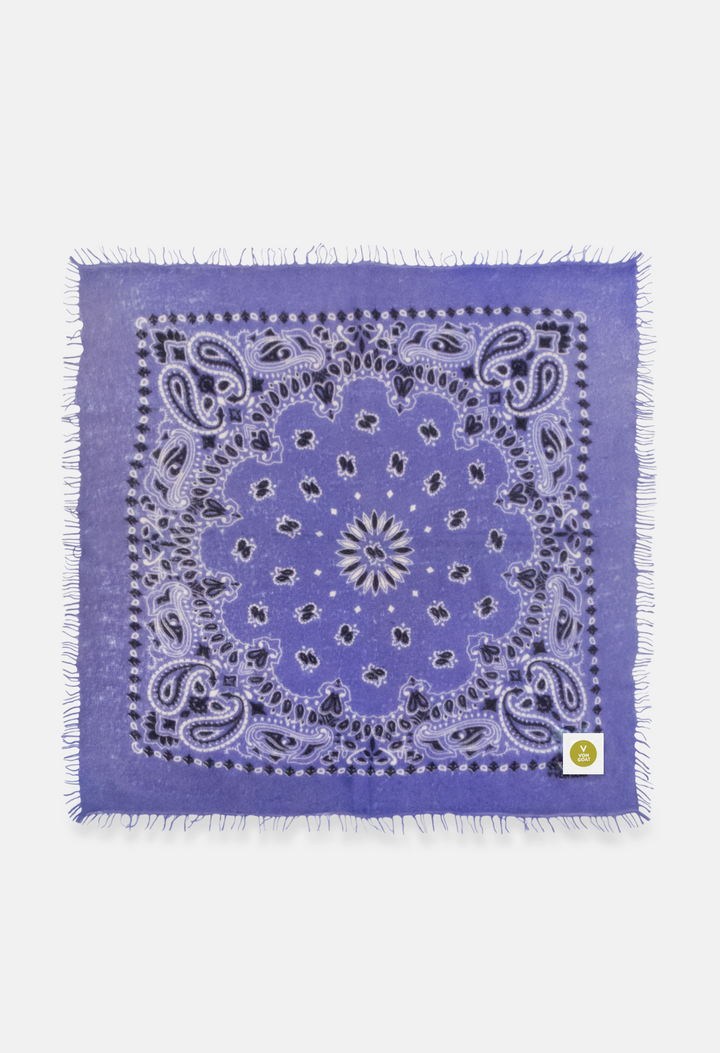 Kaschmir Bandana Dreieckstuch Paisley S in Weiss und Lila von V VON GOAT ideales Accessoire Paisley Muster Cashmere Tuch für Damen handgefertigt in Nepal