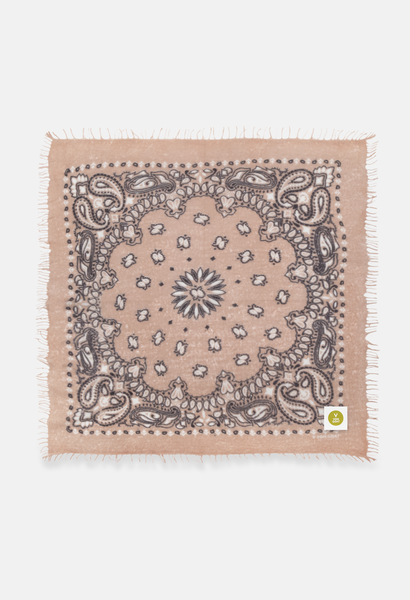 Kaschmir Bandana Dreieckstuch Paisley W in Braun und Taupe von V VON GOAT ideales Accessoire Paisley Muster Cashmere Tuch für Damen handgefertigt in Nepal
