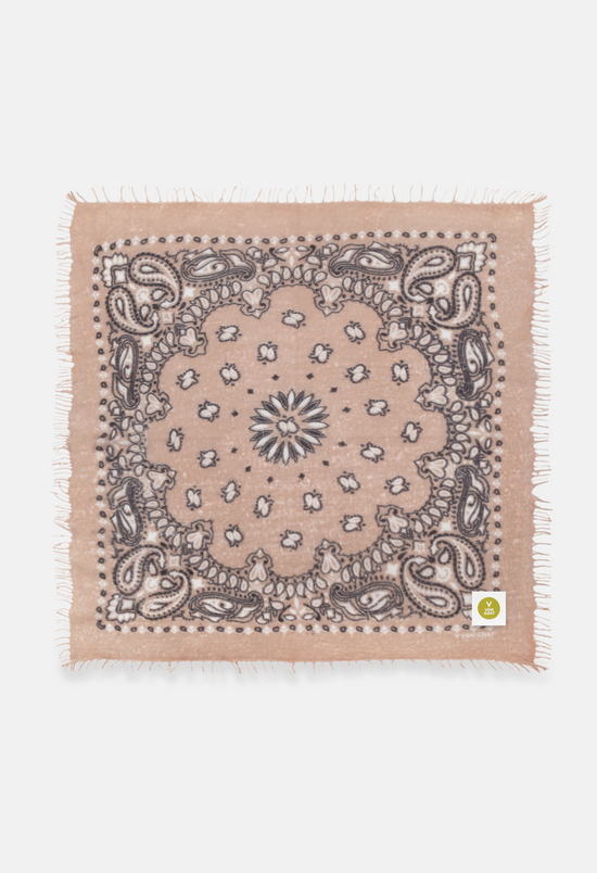 Kaschmir Bandana Dreieckstuch Paisley W in Braun und Taupe von V VON GOAT ideales Accessoire Paisley Muster Cashmere Tuch für Damen handgefertigt in Nepal
