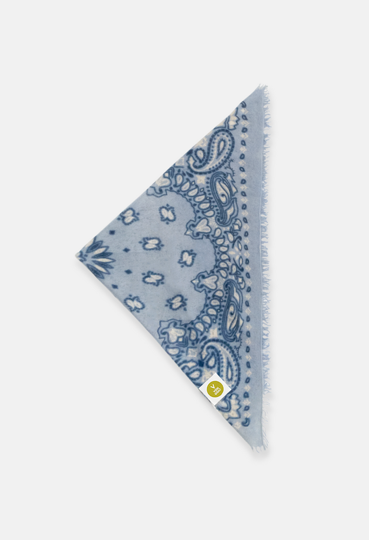 Kaschmir Bandana Tuch Paisley C in Weiss und Blau für Damen von V VON GOAT Trend Bandana grosses Tuch aus 100 Prozent Cashmere handgefertigt in Nepal