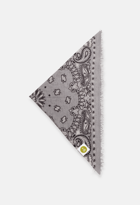 Kaschmir Bandana Tuch Paisley D in Blau und Grau für Damen von V VON GOAT Trend Bandana grosses Tuch aus 100 Prozent Cashmere handgefertigt in Nepal