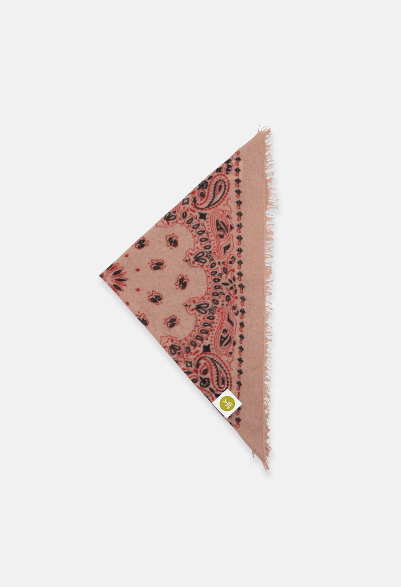 Kaschmir Bandana Tuch Paisley T in Beige und Rot für Damen von V VON GOAT aktuell im Trend aus 100 Prozent Cashmere handgefertigt in Nepal