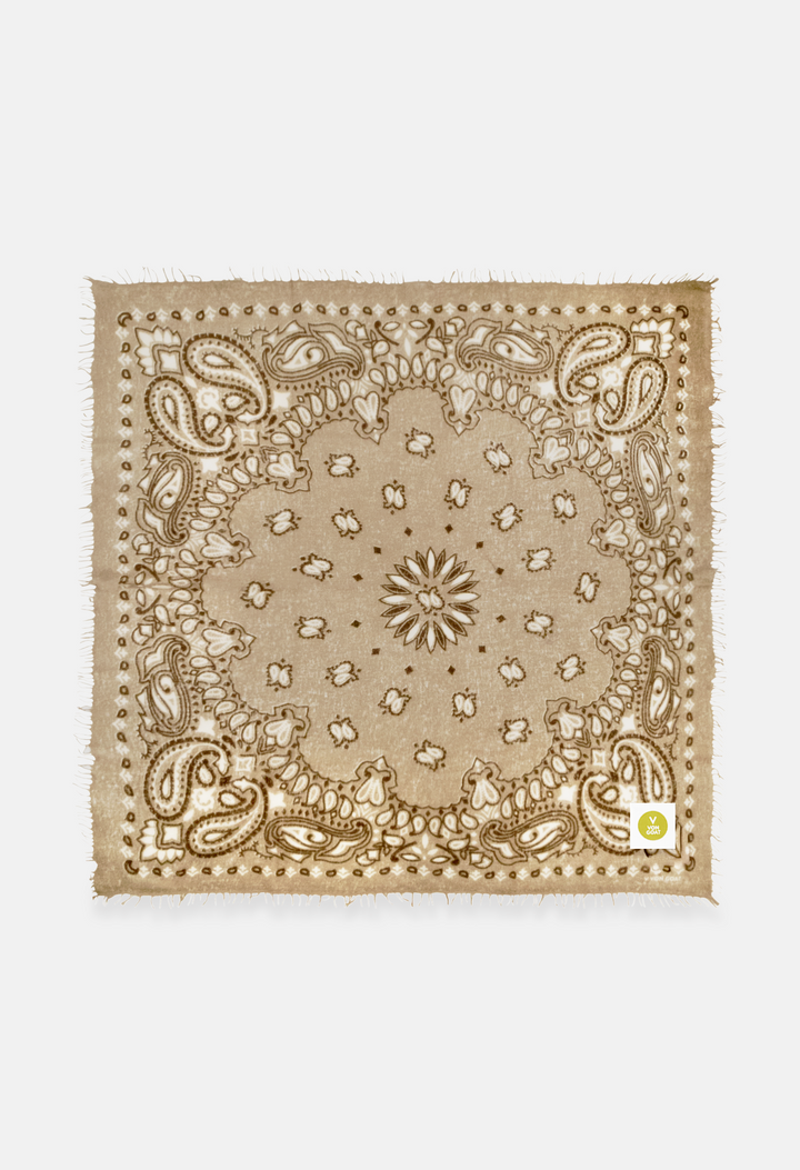 Kaschmir Dreieckstuch Bandana Paisley A in Braun und Beige von V VON GOAT perfektes Geschenk grosses Kaschmir Tuch Paisley Muster für Damen handgefertigt