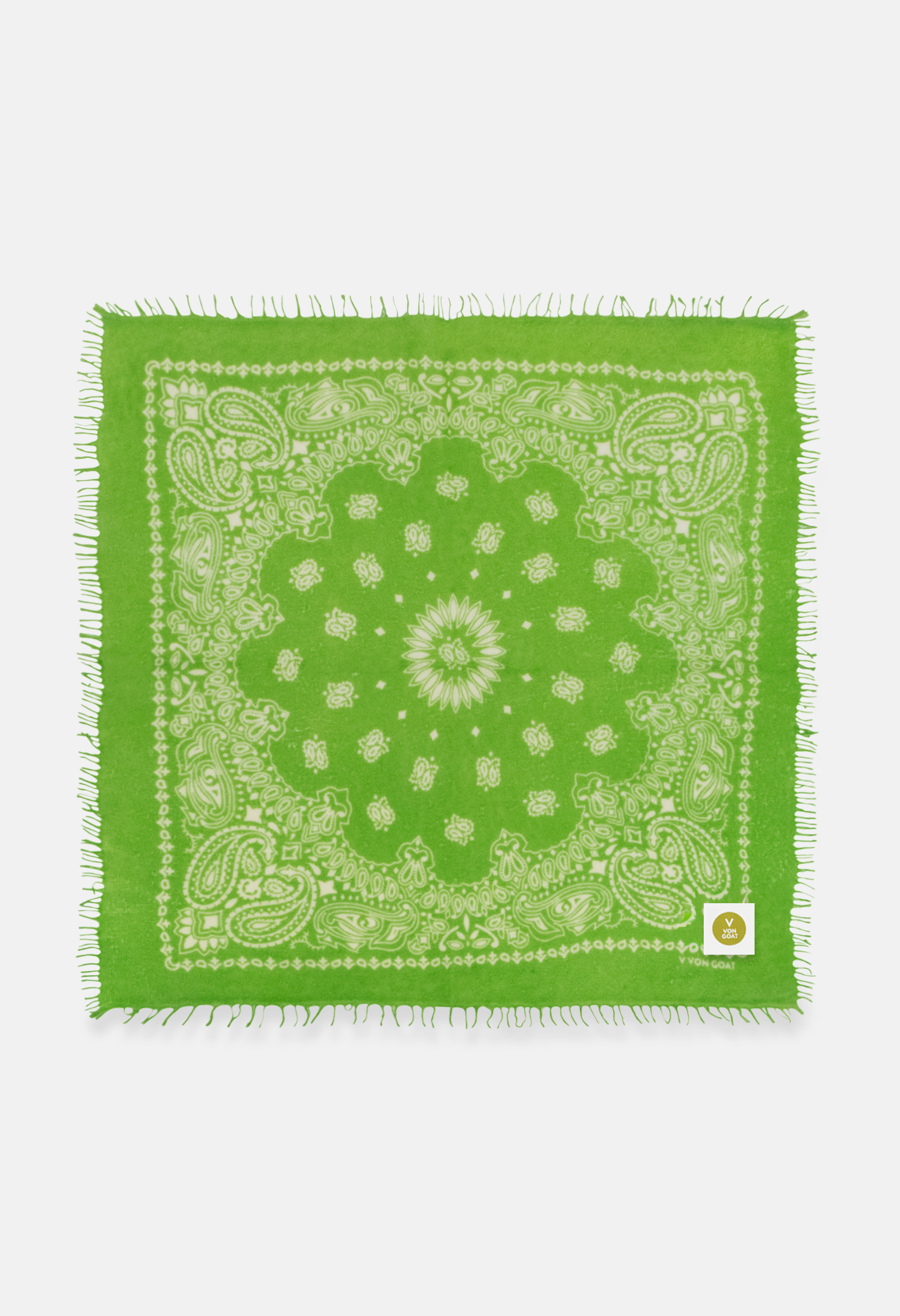 Kaschmir Dreieckstuch Bandana Paisley AF in Beige und Gruen von V VON GOAT perfektes Geschenk Paisley Muster Cashmere Tuch für Damen handgefertigt in Nepal