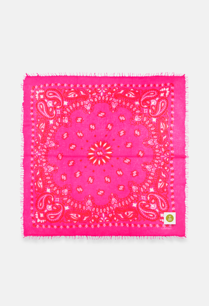 Kaschmir Dreieckstuch Bandana Paisley E in Orange und Pink von V VON GOAT perfektes Geschenk grosses Kaschmir Tuch Paisley Muster für Damen handgefertigt