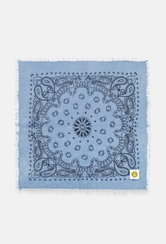 Kaschmir Dreieckstuch Bandana Paisley R in Blau und Hellblau von V VON GOAT perfektes Geschenk Paisley Muster Cashmere Tuch für Damen handgefertigt in Nepal