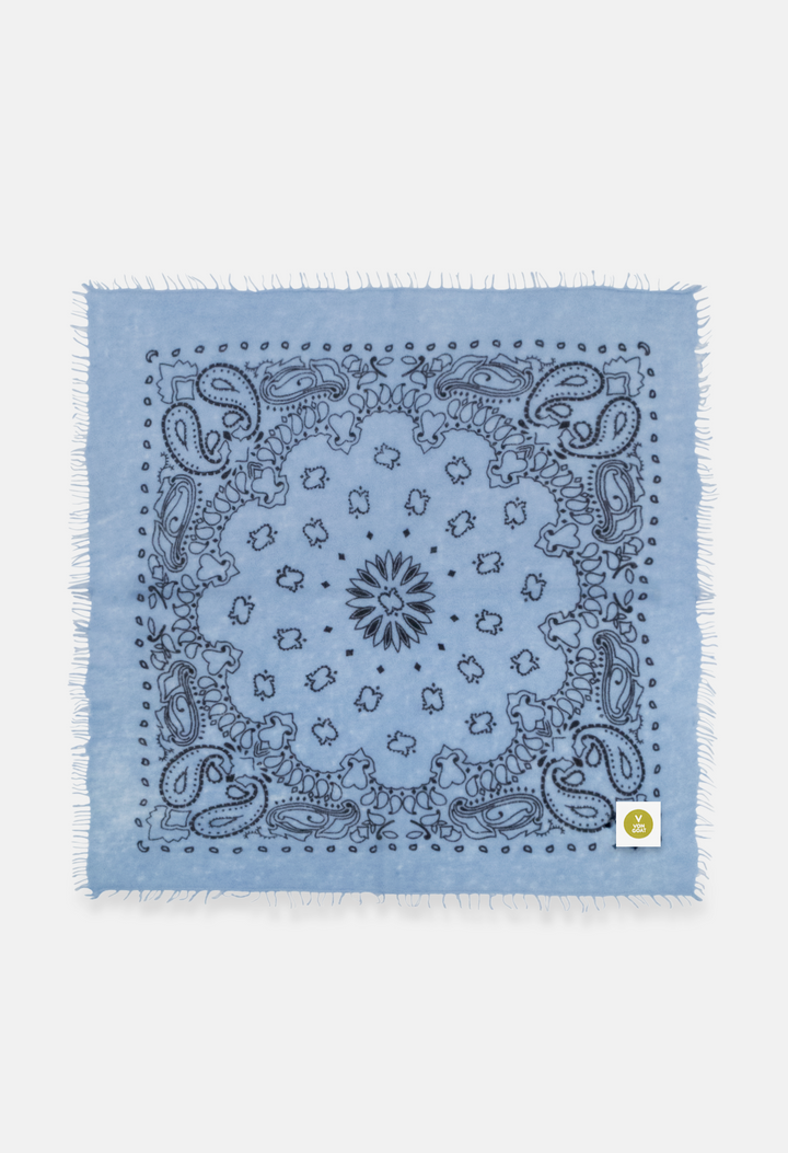 Kaschmir Dreieckstuch Bandana Paisley R in Blau und Hellblau von V VON GOAT perfektes Geschenk Paisley Muster Cashmere Tuch für Damen handgefertigt in Nepal