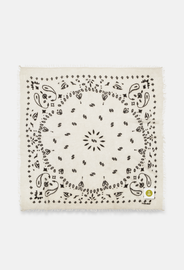 Kaschmir Dreieckstuch Bandana Paisley U in Schwarz und Weiss von V VON GOAT perfektes Geschenk grosses Kaschmir Tuch Paisley Muster für Damen handgefertigt