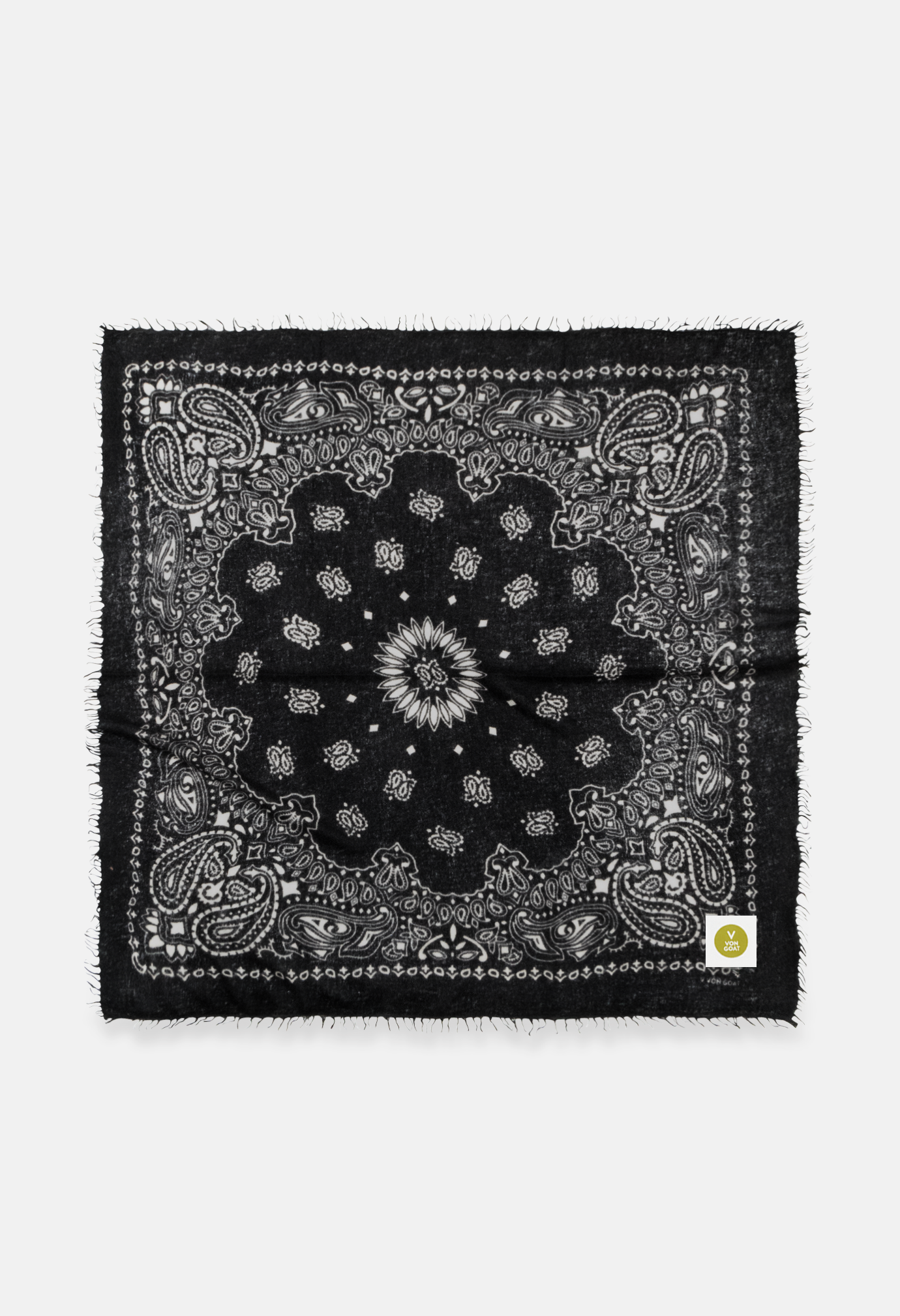 Kaschmir Dreieckstuch Bandana Paisley V in Schwarz und Weiss von V VON GOAT perfektes Geschenk grosses Kaschmir Tuch Paisley Muster für Damen handgefertigt