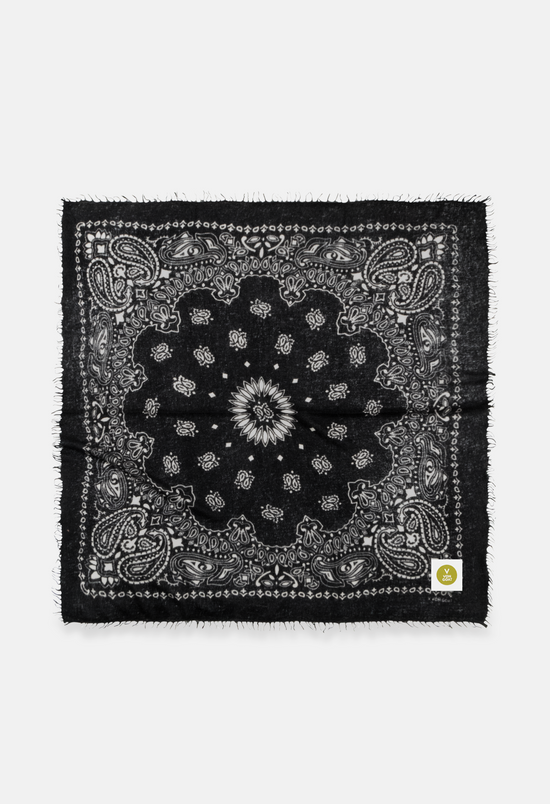 Kaschmir Dreieckstuch Bandana Paisley V in Schwarz und Weiss von V VON GOAT perfektes Geschenk grosses Kaschmir Tuch Paisley Muster für Damen handgefertigt