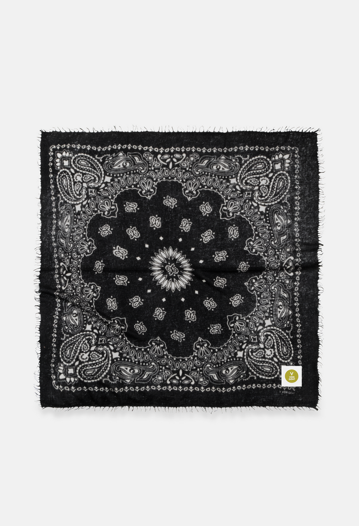 Kaschmir Dreieckstuch Bandana Paisley V in Schwarz und Weiss von V VON GOAT perfektes Geschenk grosses Kaschmir Tuch Paisley Muster für Damen handgefertigt