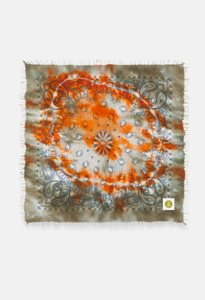 Kaschmir Tuch Bandana Paisley Ice Dye B von V VON GOAT einzigartiges Cashmere Unikat in individuellen Farben handmade in Nepal