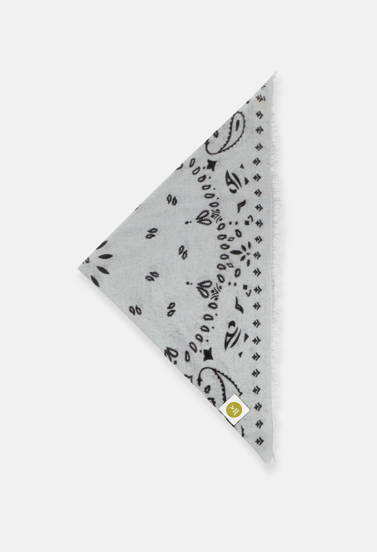 Kaschmir Tuch Bandana Paisley P in Grau und Weiss für Damen von V VON GOAT Trend Bandana grosses Tuch aus 100 Prozent Cashmere handgefertigt in Nepal