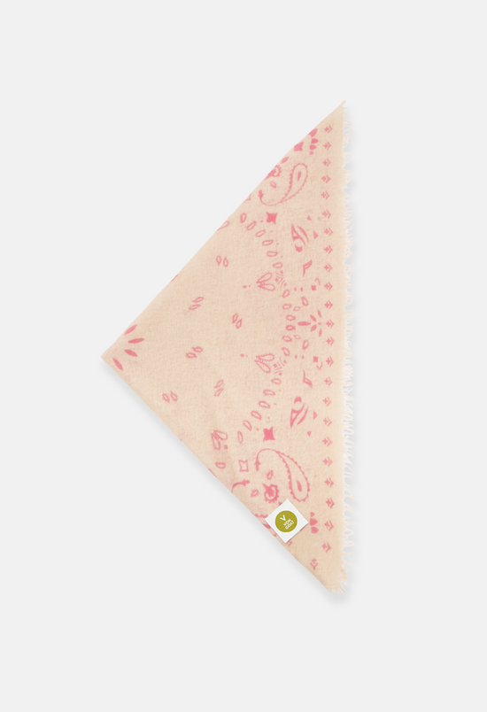 Kaschmir Tuch Bandana Paisley Q in Weiss und Pink für Damen von V VON GOAT aktuell im Trend grosses Tuch aus 100 Prozent Cashmere handgefertigt in Nepal