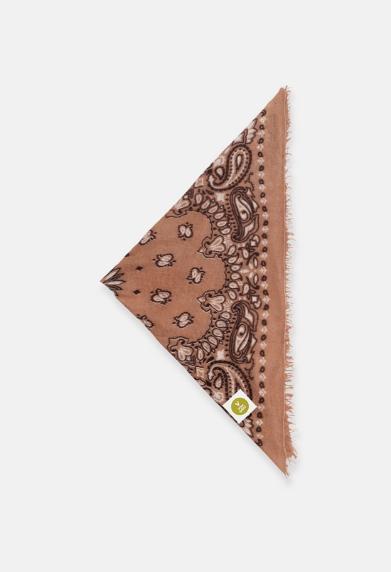 Kaschmir Tuch Bandana Paisley W in Taupe und Braun für Damen von V VON GOAT Trend Accessoire grosses Tuch aus 100 Prozent Cashmere handgefertigt in Nepal