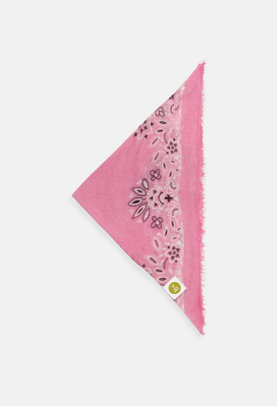 Kaschmir Tuch Bandana Paisley X in Weiss und Rosa für Damen von V VON GOAT Trend Bandana grosses Tuch aus 100 Prozent Cashmere handgefertigt in Nepal