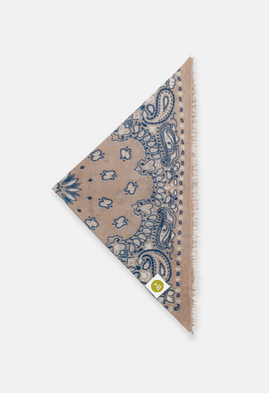 Kaschmir Tuch Bandana Paisley H in Braun und Blau für Damen von V VON GOAT Trend Bandana grosses Tuch aus 100 Prozent Cashmere handgefertigt in Nepal